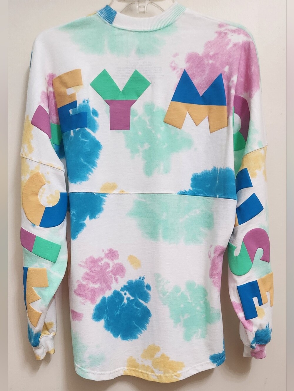 **NEW** Disney Parks Mickey Mouse Spellout Tie Tye Dye Spirit Jersey Sz S Small